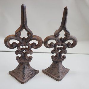 Fleur De Lis, Cast Iron, Book Ends, Wall Art, Architecture, Decor, HEAVY